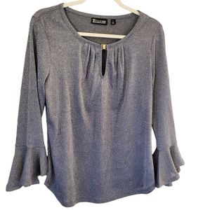 New York & Company Metallic Bell Sleeve Blouse.